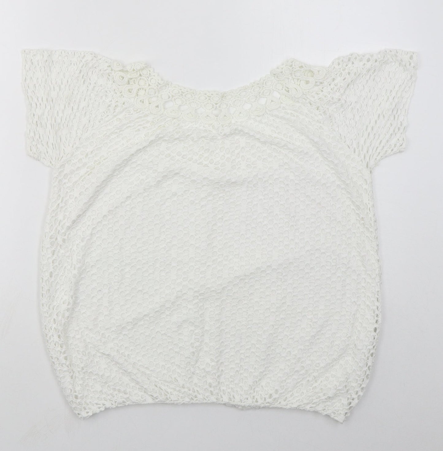 Made in Italy Womens White  Viscose Basic T-Shirt Size M Boat Neck