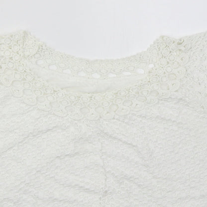 Made in Italy Womens White  Viscose Basic T-Shirt Size M Boat Neck