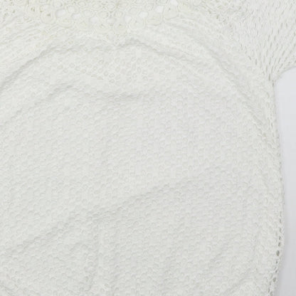 Made in Italy Womens White  Viscose Basic T-Shirt Size M Boat Neck