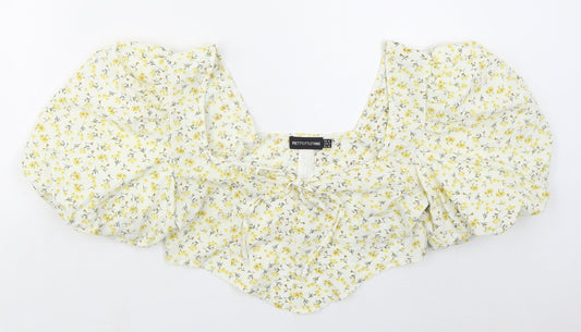 Womens UK Size 12 PRETTYLITTLETHING Yellow Cropped Blouse