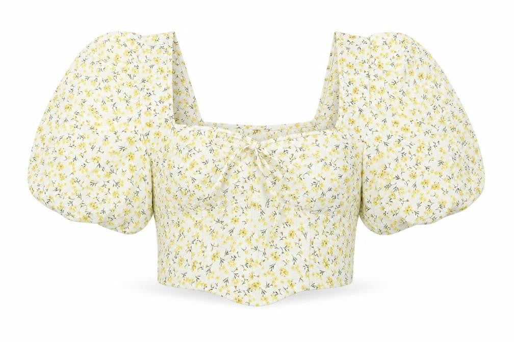 Womens UK Size 12 PRETTYLITTLETHING Yellow Cropped Blouse