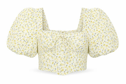 Womens UK Size 12 PRETTYLITTLETHING Yellow Cropped Blouse