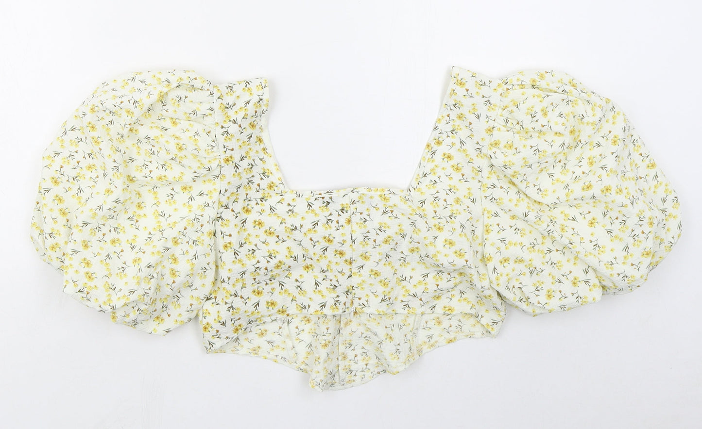 Womens UK Size 12 PRETTYLITTLETHING Yellow Cropped Blouse