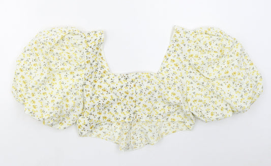 Womens UK Size 12 PRETTYLITTLETHING Yellow Cropped Blouse