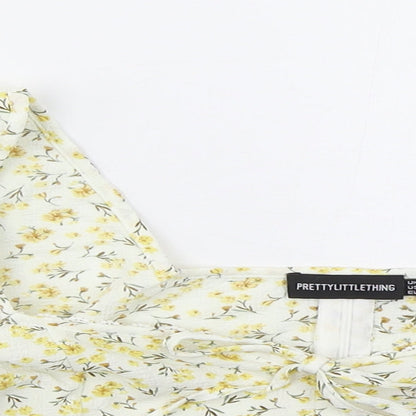 Womens UK Size 12 PRETTYLITTLETHING Yellow Cropped Blouse