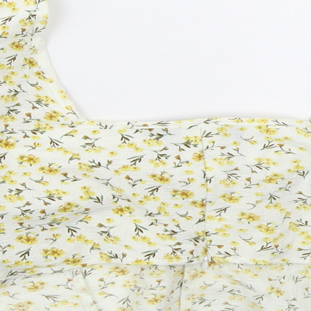 Womens UK Size 12 PRETTYLITTLETHING Yellow Cropped Blouse