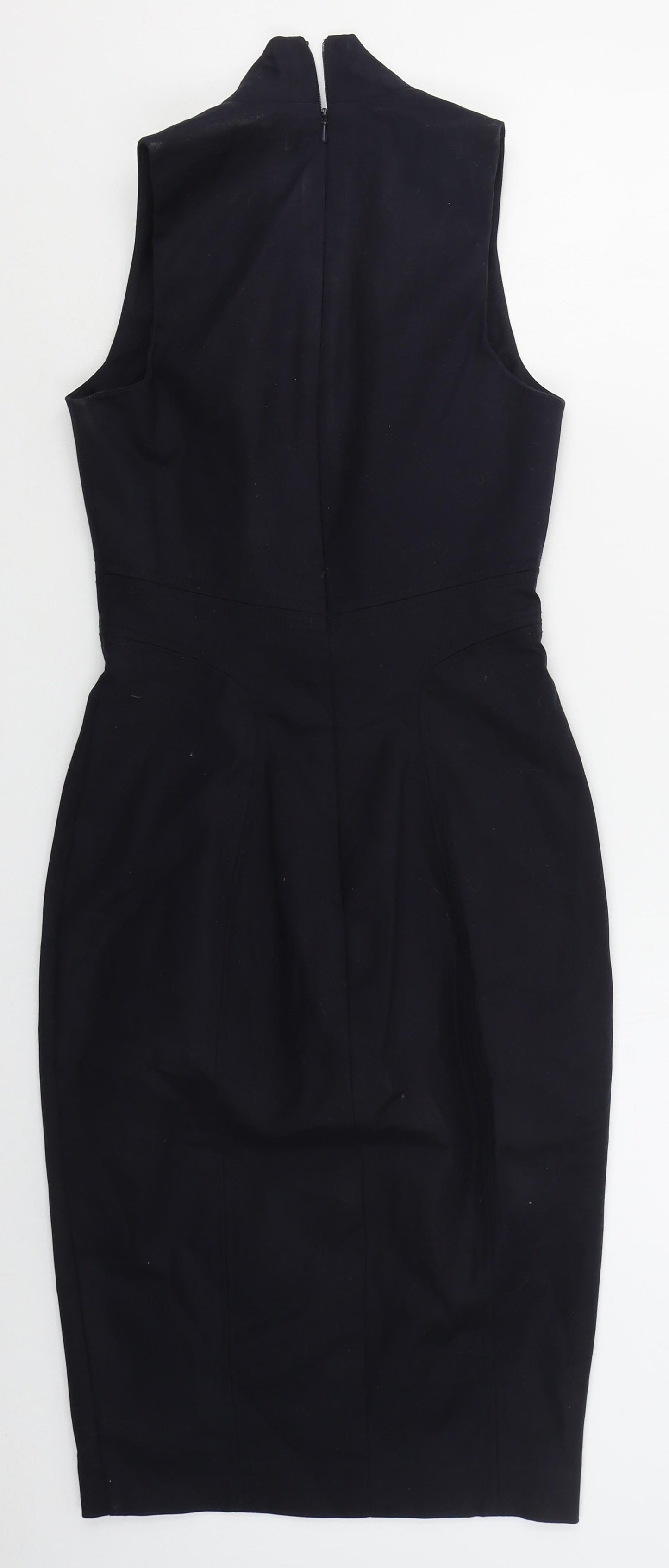 French Connection Womens Blue  Cotton Pencil Dress  Size 6  Scoop Neck Zip