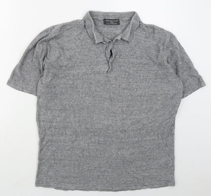 Primark Mens Grey  Cotton  Polo Size L Collared Pullover