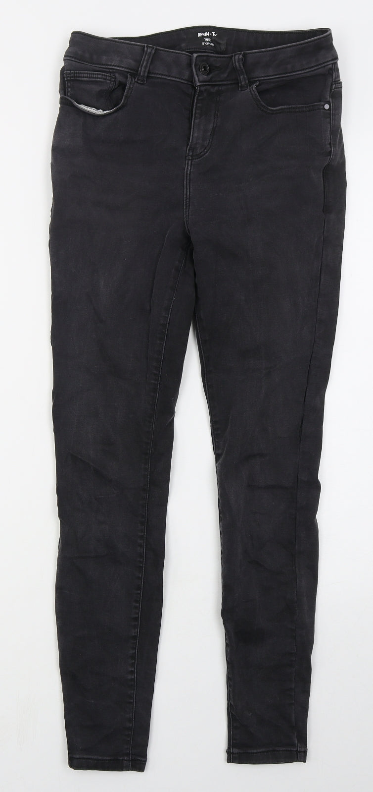 TU Womens Grey  Cotton Skinny Jeans Size 10 L27 in Regular Button