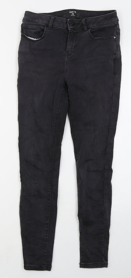 TU Womens Grey  Cotton Skinny Jeans Size 10 L27 in Regular Button