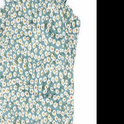 SheIn Womens Green Floral Polyester Bodysuit One-Piece Size XS  Snap