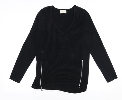 Savida Womens Black V-Neck  Viscose Pullover Jumper Size S