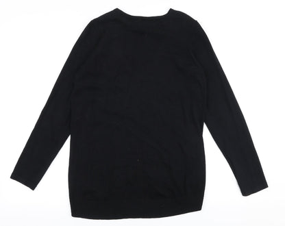 Savida Womens Black V-Neck  Viscose Pullover Jumper Size S