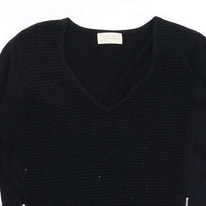 Savida Womens Black V-Neck  Viscose Pullover Jumper Size S