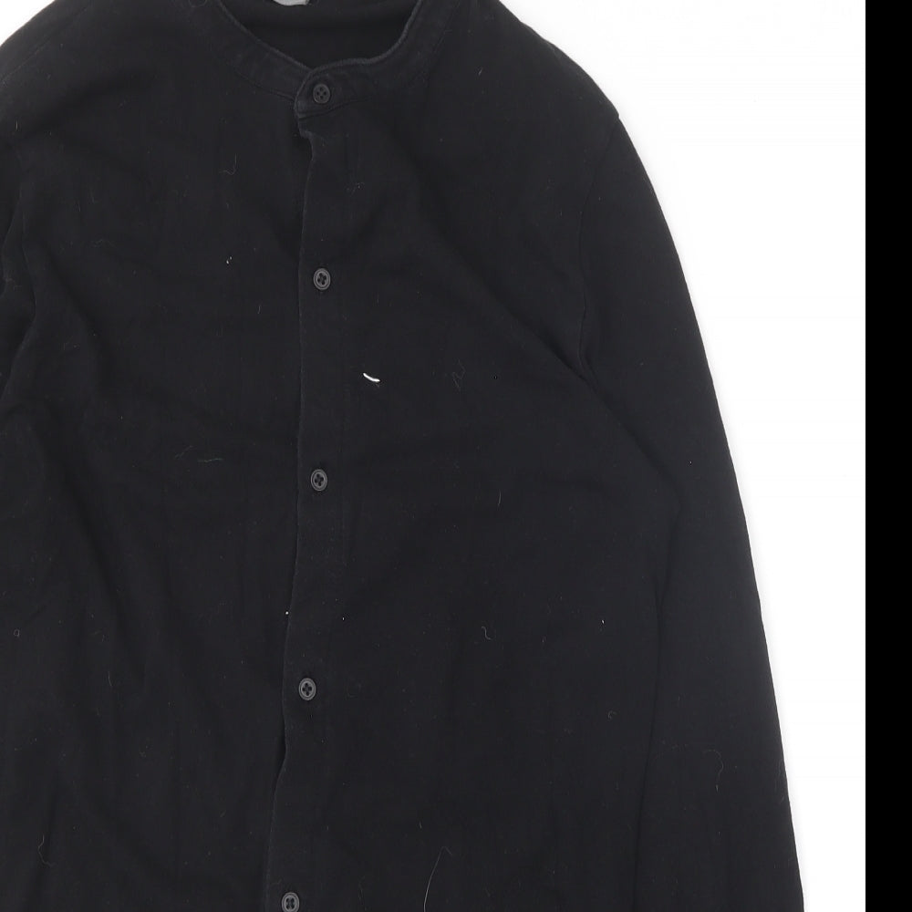 ASOS Mens Black  Cotton  Button-Up Size M Round Neck