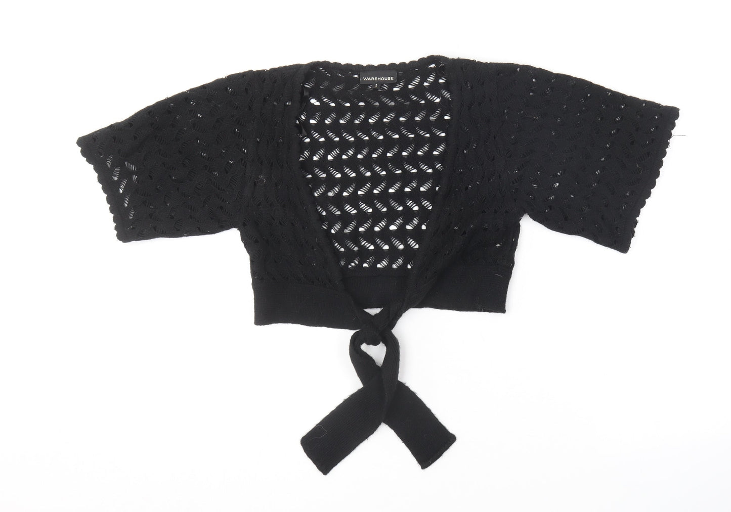 Warehouse Womens Black V-Neck  Acrylic Cardigan Jumper Size 8