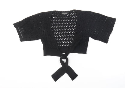 Warehouse Womens Black V-Neck  Acrylic Cardigan Jumper Size 8