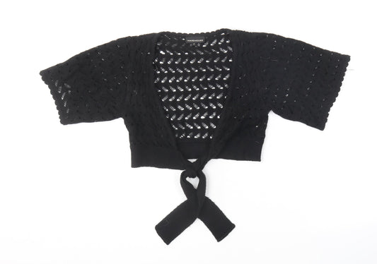 Warehouse Womens Black V-Neck  Acrylic Cardigan Jumper Size 8