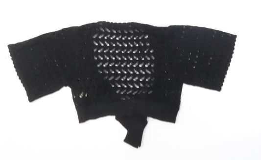 Warehouse Womens Black V-Neck  Acrylic Cardigan Jumper Size 8