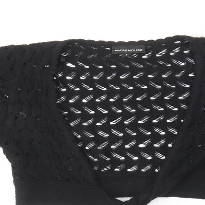 Warehouse Womens Black V-Neck  Acrylic Cardigan Jumper Size 8