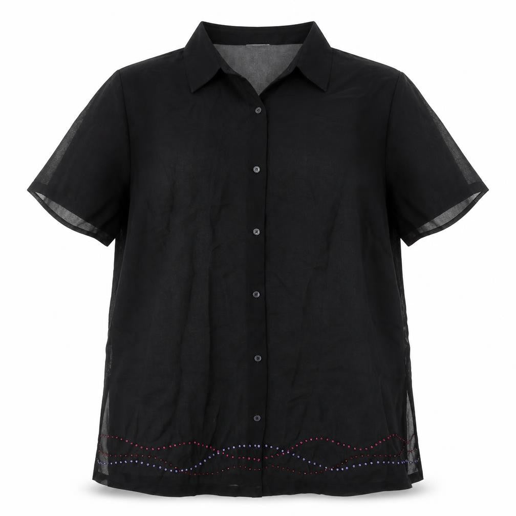 Womens UK Size 18 Resort Black Basic Button-Up