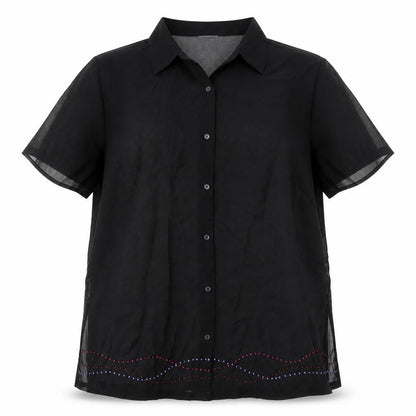 Womens UK Size 18 Resort Black Basic Button-Up