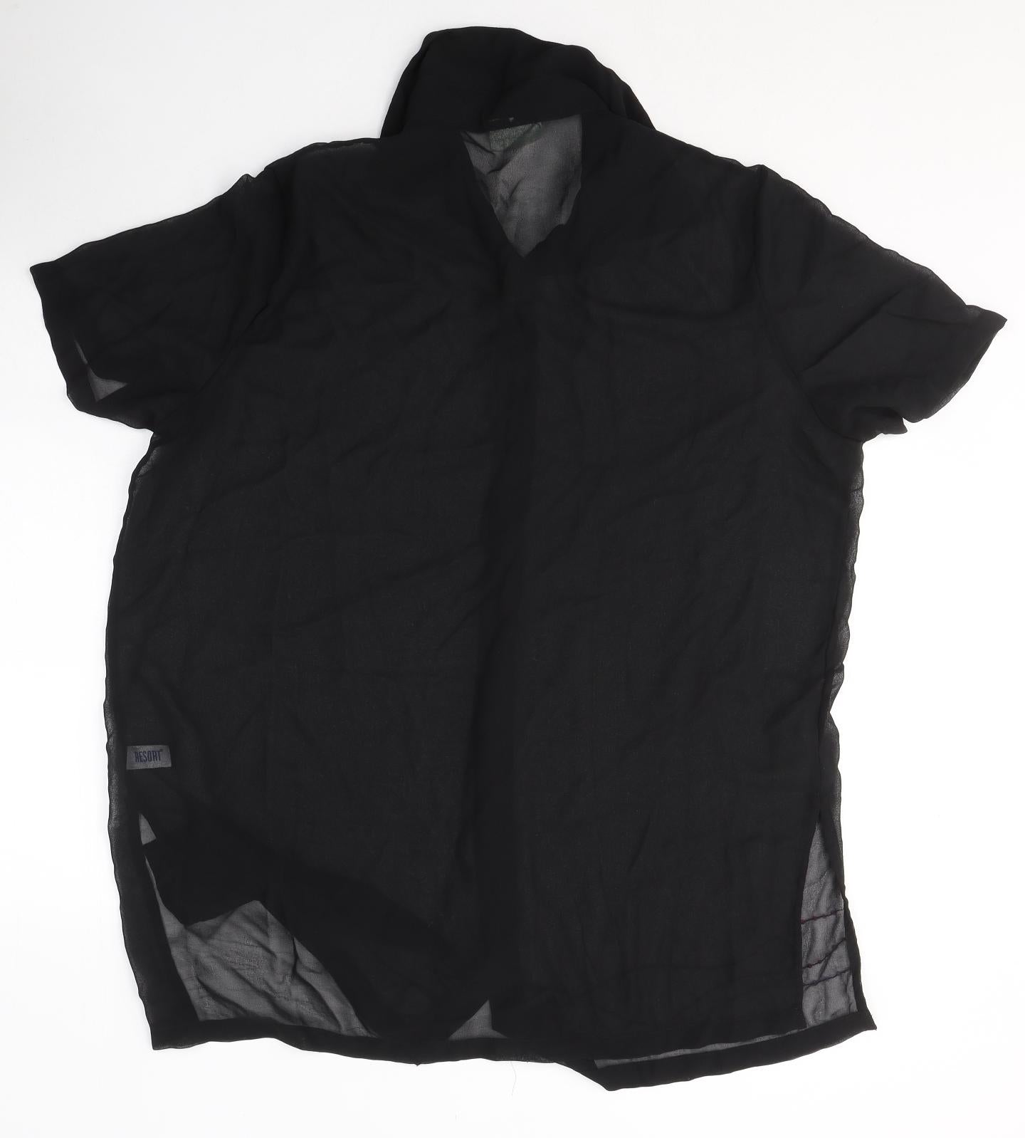 Womens UK Size 18 Resort Black Basic Button-Up