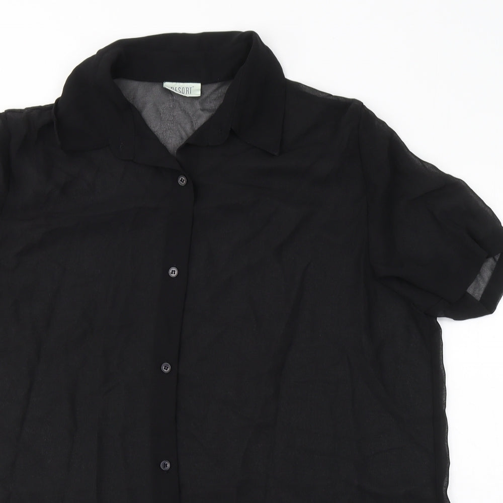 Womens UK Size 18 Resort Black Basic Button-Up
