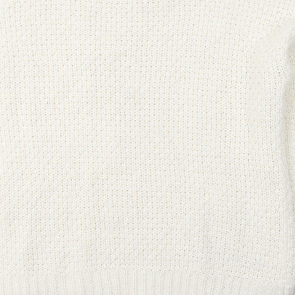 Primark Womens White Round Neck  Acrylic Pullover Jumper Size 18
