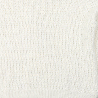 Primark Womens White Round Neck  Acrylic Pullover Jumper Size 18