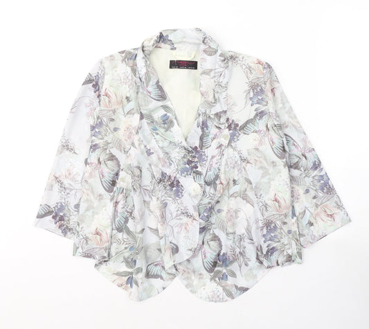 New Look Womens Beige Floral  Jacket Blazer Size 10