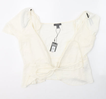 Primark Womens Ivory  Viscose Basic Blouse Size 12 V-Neck