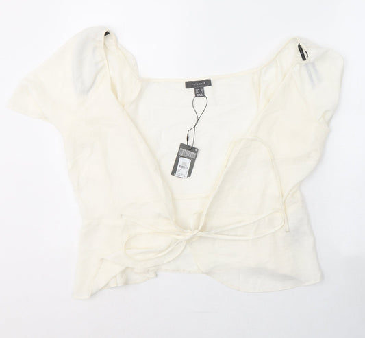 Primark Womens Ivory  Viscose Basic Blouse Size 12 V-Neck