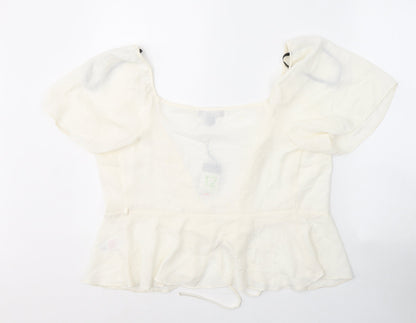 Primark Womens Ivory  Viscose Basic Blouse Size 12 V-Neck