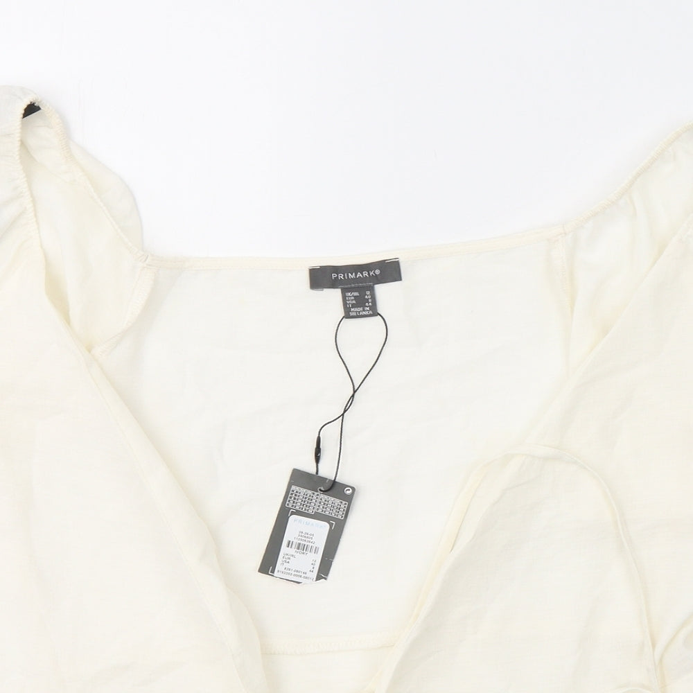 Primark Womens Ivory  Viscose Basic Blouse Size 12 V-Neck