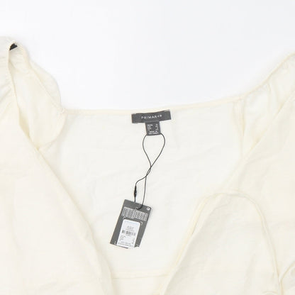 Primark Womens Ivory  Viscose Basic Blouse Size 12 V-Neck