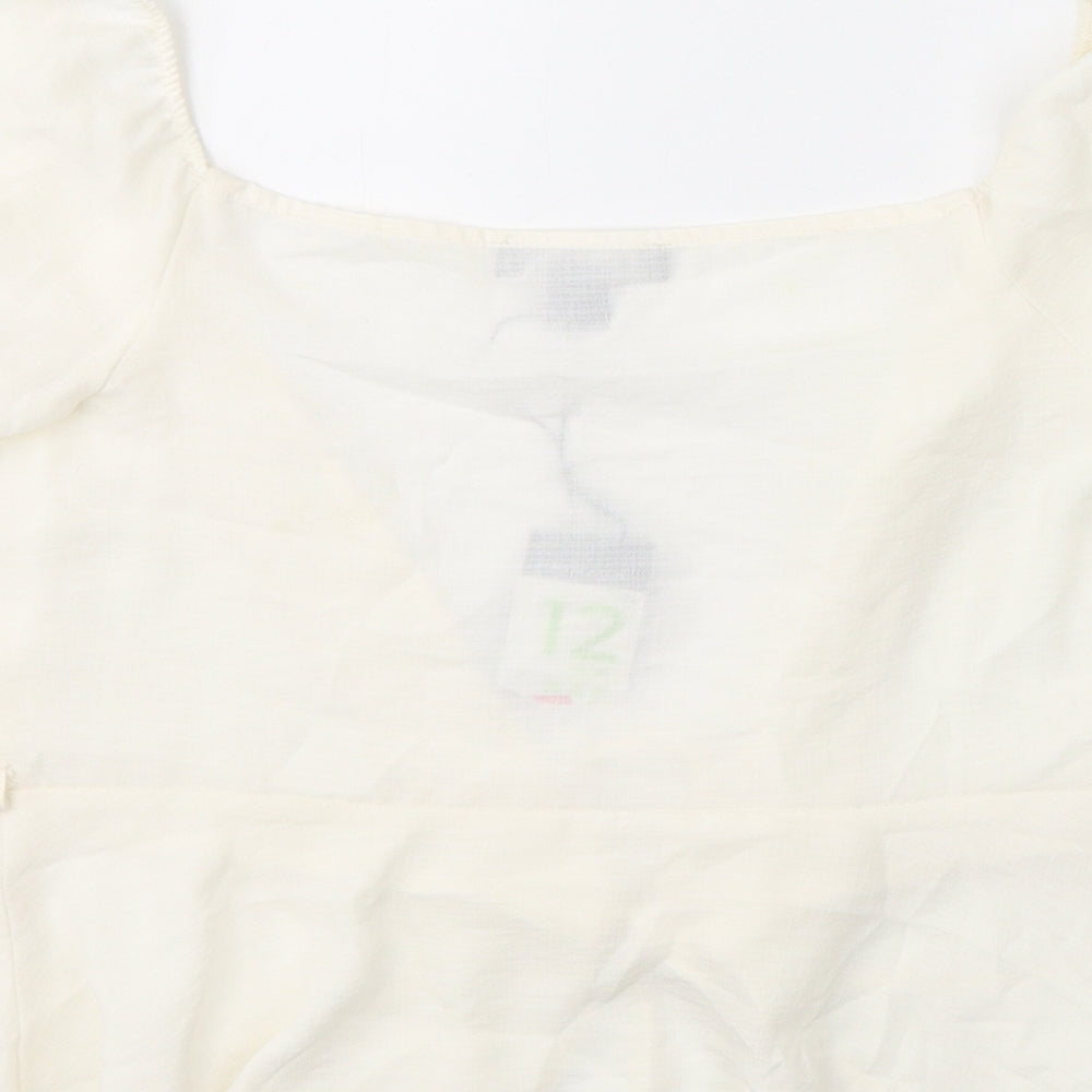 Primark Womens Ivory  Viscose Basic Blouse Size 12 V-Neck