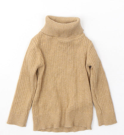NEXT Girls Brown  Cotton Jersey Casual Size 6-9 Months Roll Neck Pullover