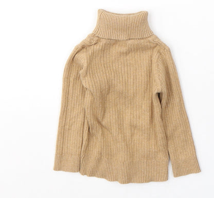 NEXT Girls Brown  Cotton Jersey Casual Size 6-9 Months Roll Neck Pullover