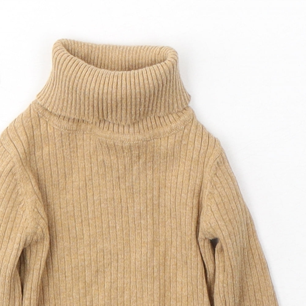 NEXT Girls Brown  Cotton Jersey Casual Size 6-9 Months Roll Neck Pullover