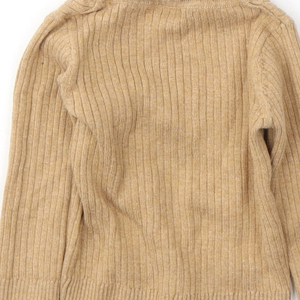 NEXT Girls Brown  Cotton Jersey Casual Size 6-9 Months Roll Neck Pullover