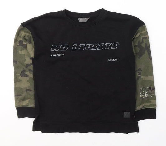 Primark Boys Black Camouflage Cotton Pullover Sweatshirt Size 9-10 Years  Pullover - No Limits