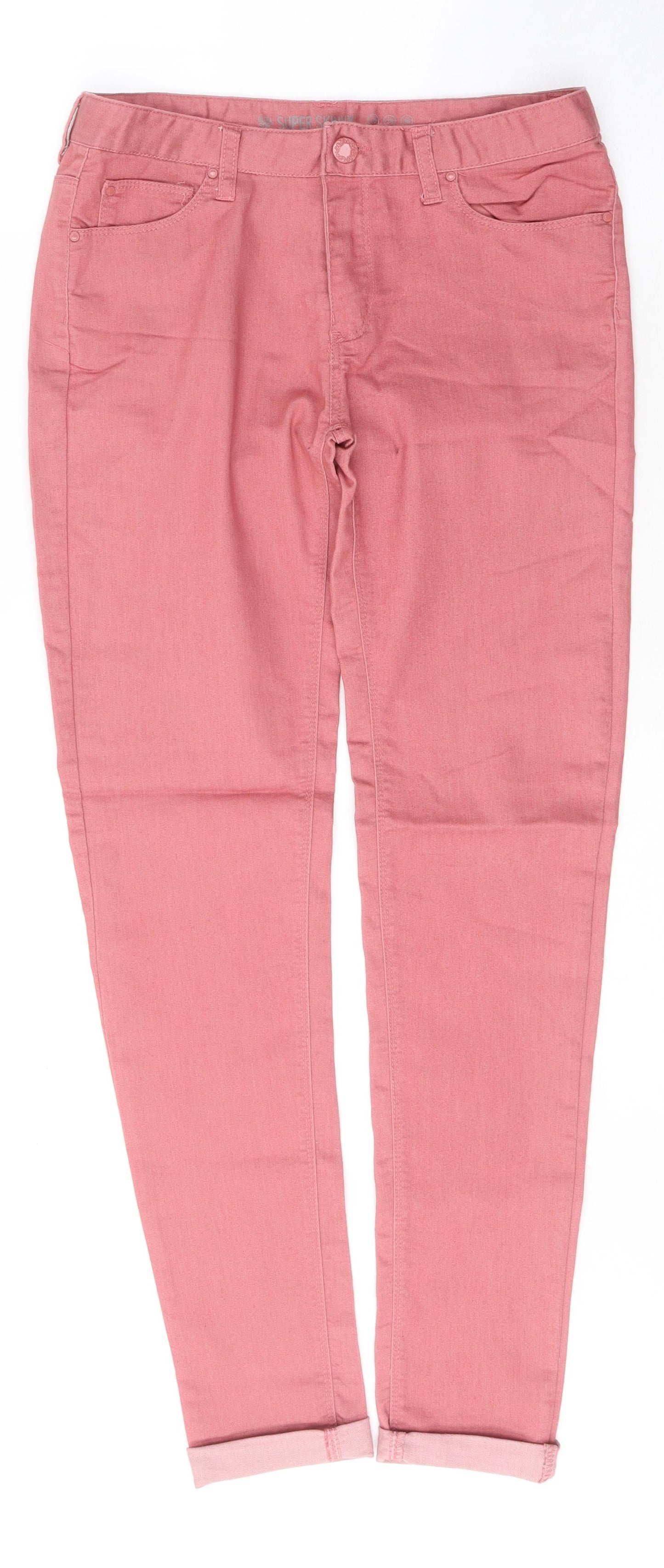 Denim & Co. Womens Pink  Cotton Skinny Jeans Size 10 L29 in Regular Button
