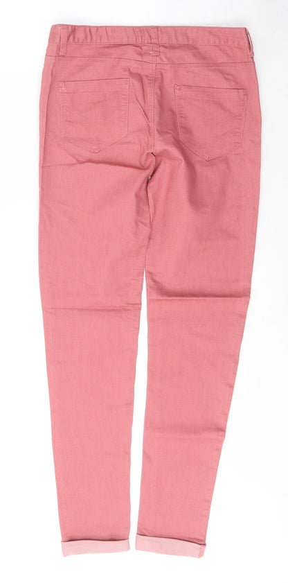 Denim & Co. Womens Pink  Cotton Skinny Jeans Size 10 L29 in Regular Button