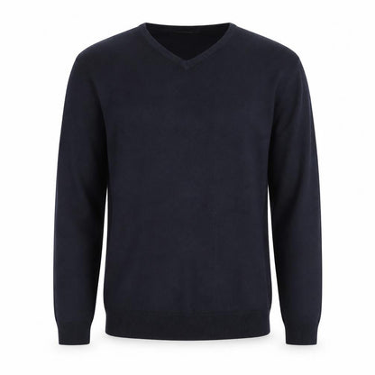 Cedarwood State Mens Blue V-Neck Cotton Pullover Jumper Size S