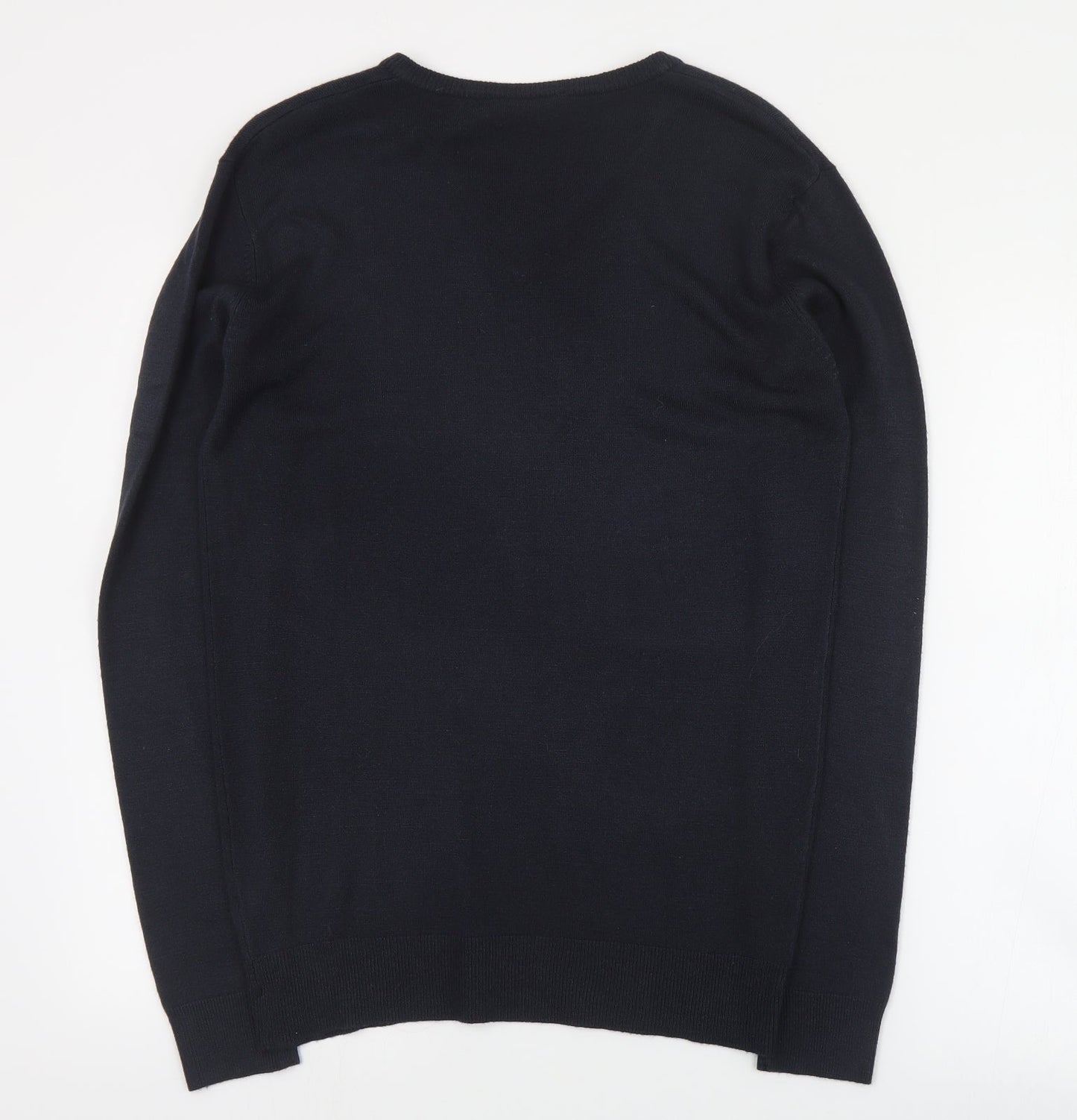 Cedar Wood State Mens Blue V-Neck  Cotton Pullover Jumper Size S