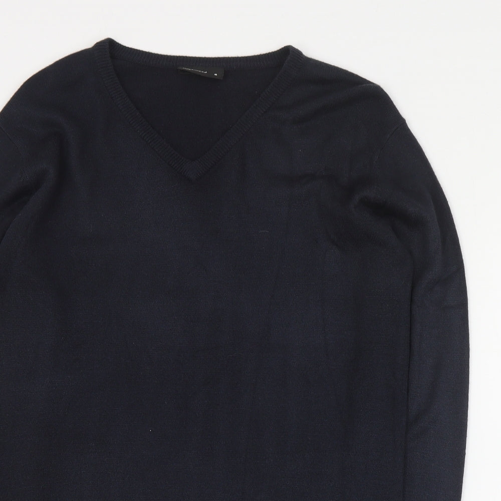 Cedar Wood State Mens Blue V-Neck  Cotton Pullover Jumper Size S