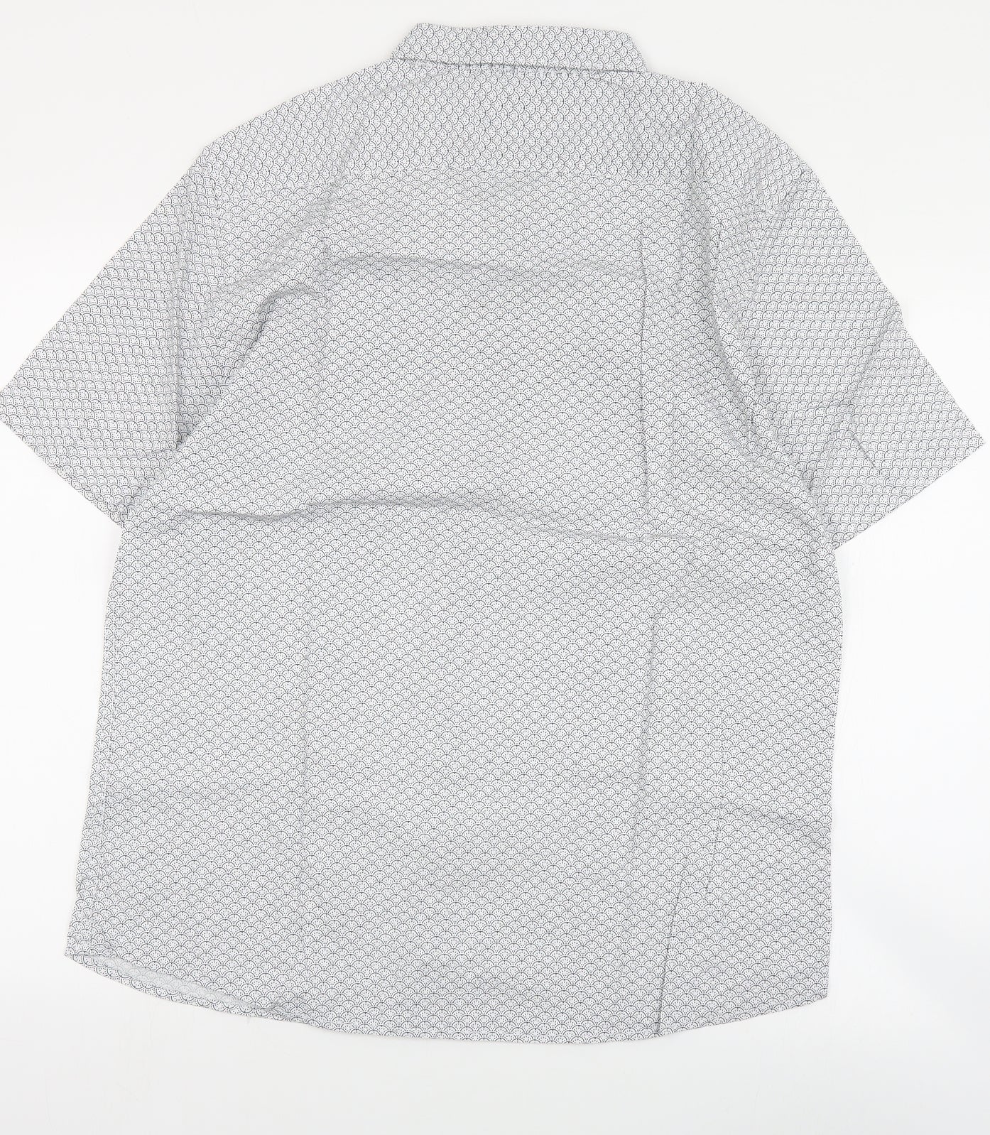 George Mens Black Geometric Cotton  Button-Up Size L Collared Button