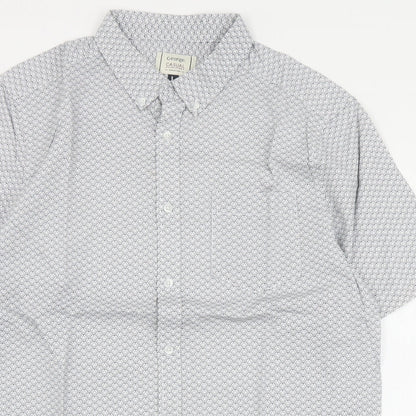 George Mens Black Geometric Cotton  Button-Up Size L Collared Button