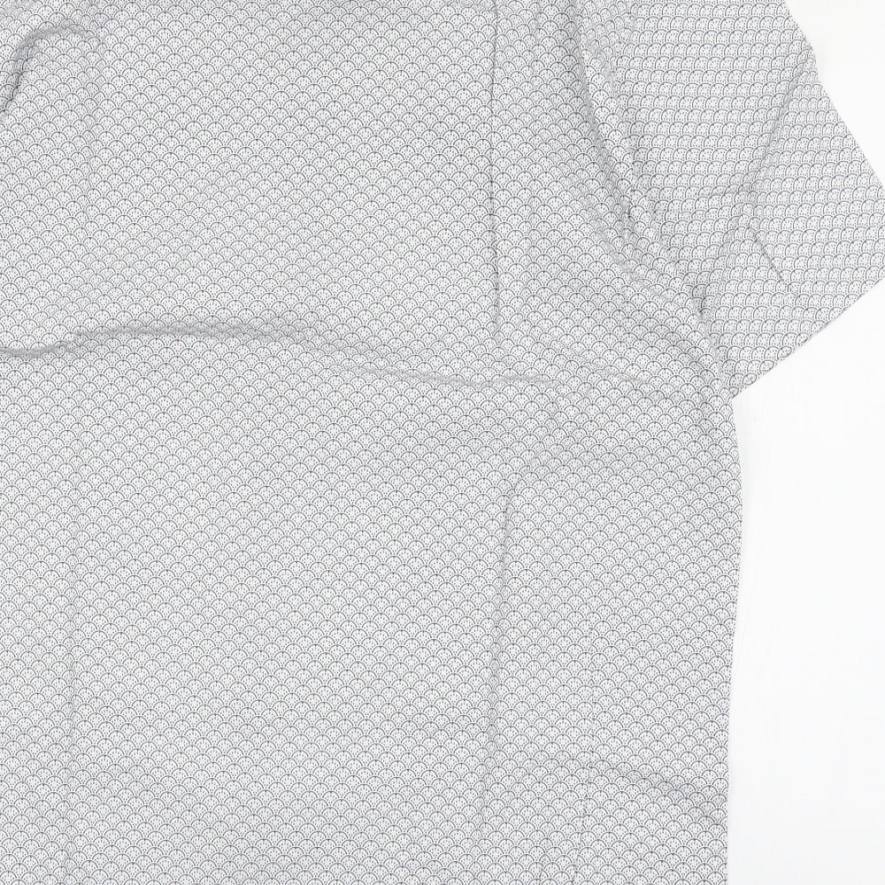 George Mens Black Geometric Cotton  Button-Up Size L Collared Button